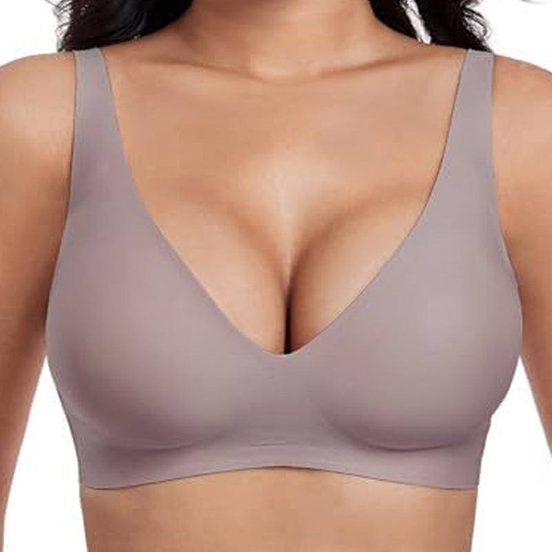 π Jelly Wireless Womens Comfortable Wireless Bras Push Up Bralettes Seamless Tshirts Bras Deep V Everyday Bras