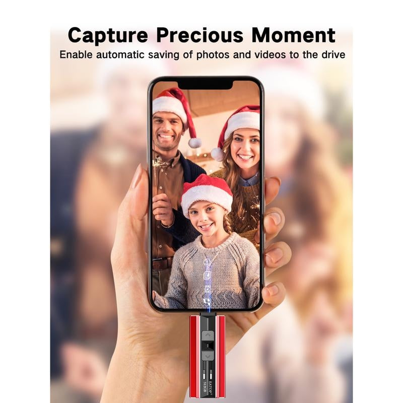 USB Flash Drive Intended for iPhone iPad, Memory Stick Storage for Photos and Videos Backup, Compatible with iPhone iPad Android PC, Plug and Play, No Application Required