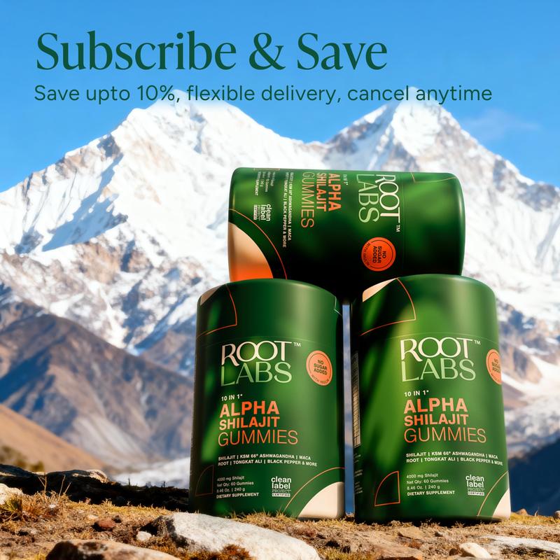 100% Effective 10-1 Alpha gummies With Himalayan Shilajit | KSM 66 Ashwagandha | Maca Root| Tongat Ali | No Added Sugar | Individually Wrapped Edible Supplement