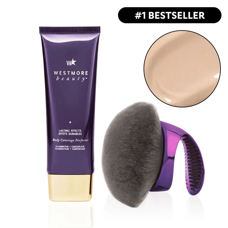 Body Coverage Perfector 3.5oz + X-Large Buffer Brush - Flawless Body Makeup, Concealer for Scars, Spots, Veins, Tattoos and More Blend Cosmetic