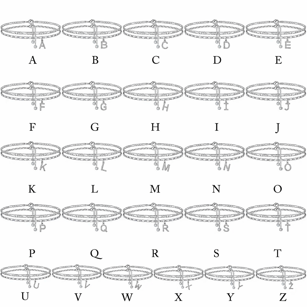 Letter Layered Ankle Bracelets for Women Dainty Chain Initial Pendant Anklets Set Hypoallergenic A-Z Gifts for Girls Trendy Adjustable Size Waterproof Costume Accessories