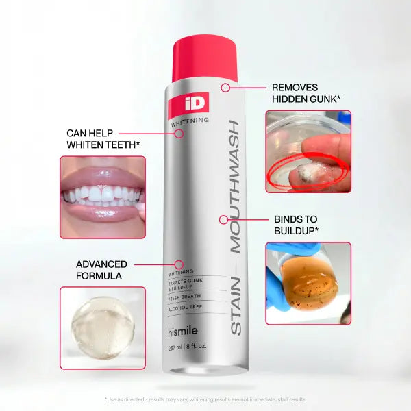 iD Stain Whitening Mouthwash for White Teeth, Freshens Breath with Essential Oils 237ml