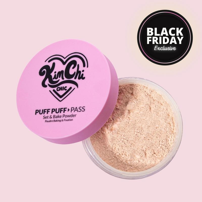 KimChi Chic Puff Puff Pass Set & Bake Powder with Rice Powder & Vitamin-E, Lightweight & Translucent Makeup, Cosmetic Setting Powder-XDX