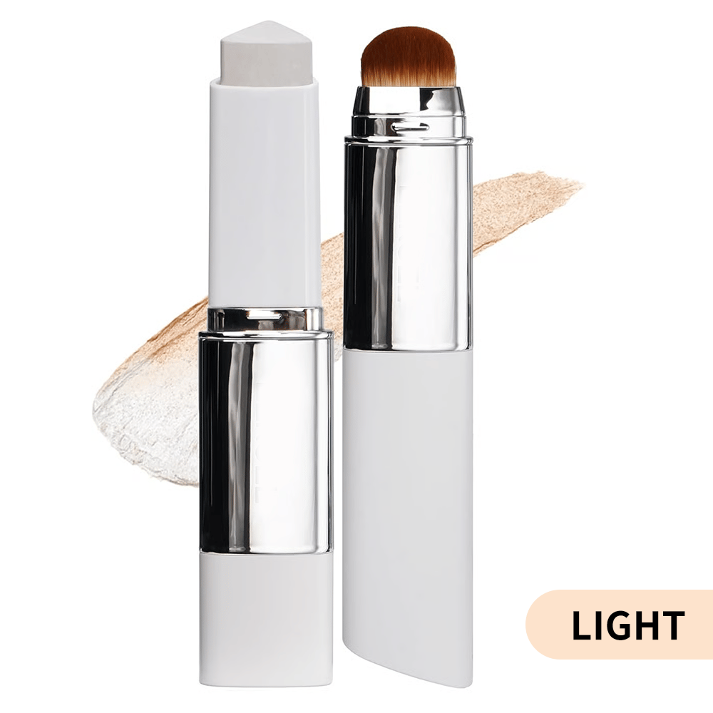 [OFFICIAL ELROEL PRODUCT] 🎉Last Day - BUY 1 GET 1 FREE🎉ELROEL BLANC Cover Cream Stick V w/ Detachable Brush - Korean Skin Care Color-Changing Foundation Stick with Collagen Capsules (0.45 oz)