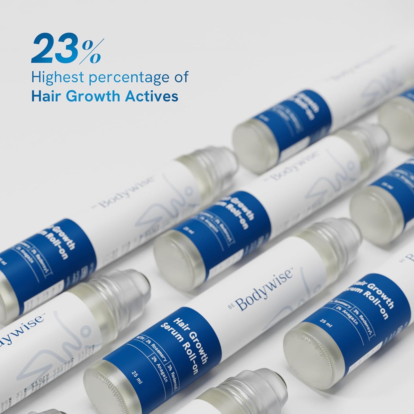 Be Bodywise Advanced Hair Growth Roll-On Serum | 3% Rosemary | 2% Aminexil | 3% Redensy l 2% Anagain | Precision Scalp Applicator | Paraben & Sulphate Free | Non oily and mess free