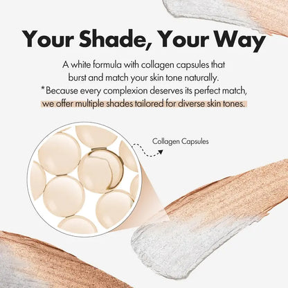 [OFFICIAL ELROEL PRODUCT] 🎉Last Day - BUY 1 GET 1 FREE🎉ELROEL BLANC Cover Cream Stick V w/ Detachable Brush - Korean Skin Care Color-Changing Foundation Stick with Collagen Capsules (0.45 oz)