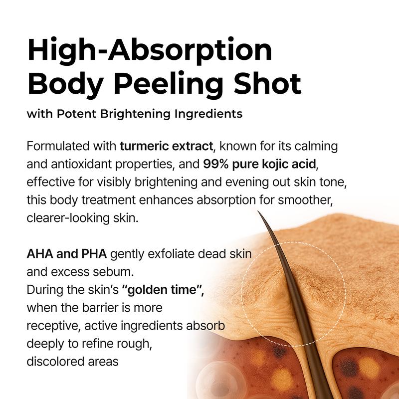 Peel Shot Keratin Care Kojic Acid Turmeric Spray 200ml Pore Clearing Exfoliating Formula Skin Repair Scrub