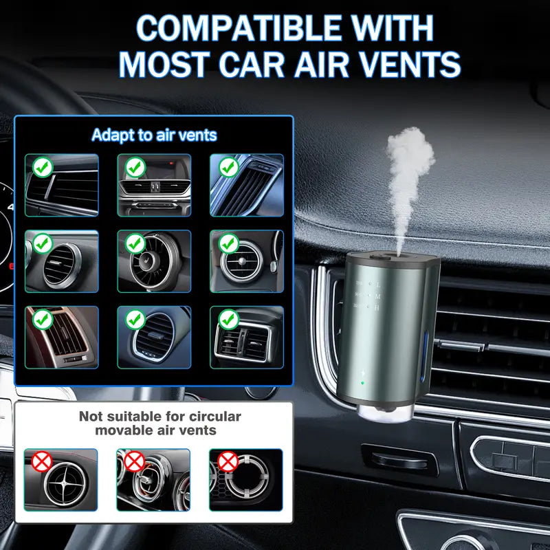 Smart Car Air Freshener with Three Adjustable Concentration Scent Levels, Portable Waterless Car Diffuser Air Freshener Car Aromatherapy Diffuser, 3*10ML Natural Perfume