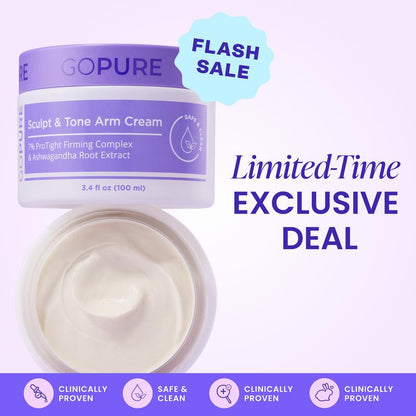 Sculpt & Tone Arm Cream with 7% ProTight Firming Complex & Ashwagandha Root Extract Daily Hydrating Moisturizer for Loose Skin Repair
