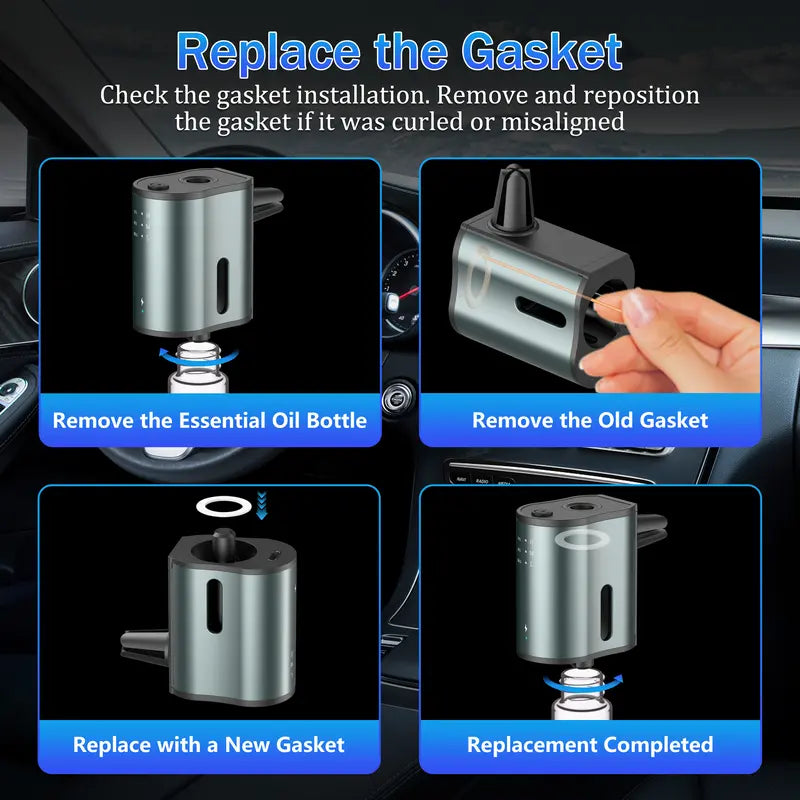 Smart Car Air Freshener with Three Adjustable Concentration Scent Levels, Portable Waterless Car Diffuser Air Freshener Car Aromatherapy Diffuser, 3*10ML Natural Perfume