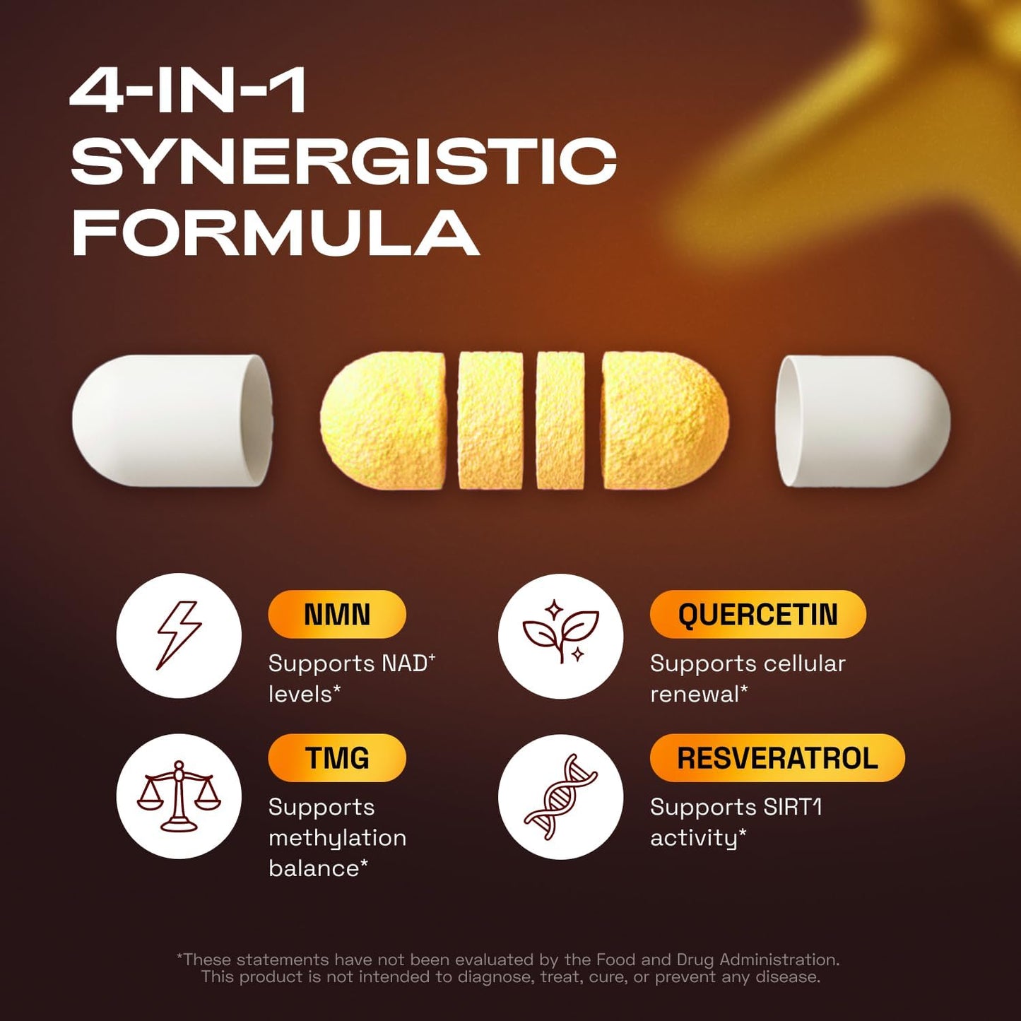 4-in-1 NMN Advanced Complex – NAD+ Booster with Resveratrol, Quercetin & TMG-XDX-FB