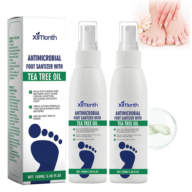 Tea Tree Oil Foot Spray - Plantar Moisturizing Deodorant for Odor Control & Dry Feet Care, Natural Foot Sanitizer with Antifungal Properties,Ximonth Clear Foot Sanitizer Spray,for Foot & Shoe Freshness