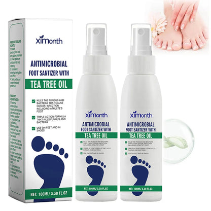 Tea Tree Oil Foot Spray - Plantar Moisturizing Deodorant for Odor Control & Dry Feet Care, Natural Foot Sanitizer with Antifungal Properties,Ximonth Clear Foot Sanitizer Spray,for Foot & Shoe Freshness