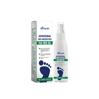 Tea Tree Oil Foot Spray - Plantar Moisturizing Deodorant for Odor Control & Dry Feet Care, Natural Foot Sanitizer with Antifungal Properties,Ximonth Clear Foot Sanitizer Spray,for Foot & Shoe Freshness