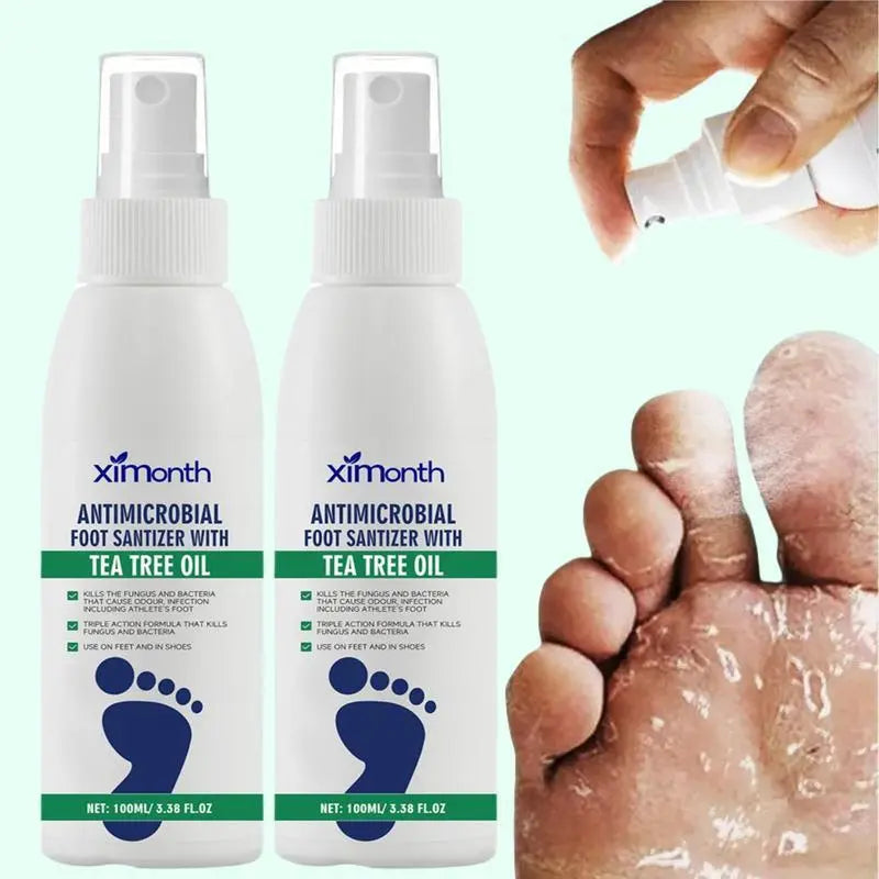 Tea Tree Oil Foot Spray - Plantar Moisturizing Deodorant for Odor Control & Dry Feet Care, Natural Foot Sanitizer with Antifungal Properties,Ximonth Clear Foot Sanitizer Spray,for Foot & Shoe Freshness