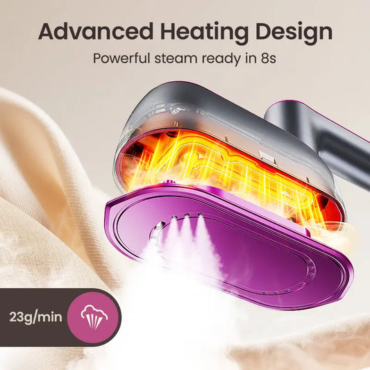 2-in-1 Steam Iron & Clothes Steamer - Handheld Portable Garment Wrinkle Remover, Fast Heat-Up, Large Soleplate, 150ml Water Tank - Lightweight for Home, Travel