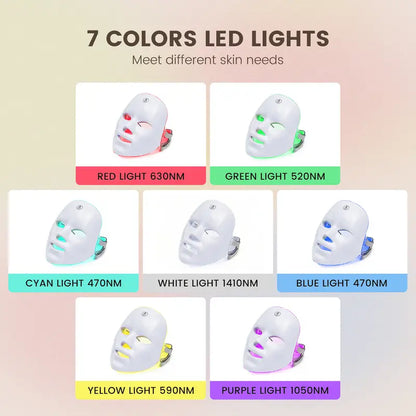 Red light therapy mask, 7-color LED photorejuvenation mask, daily care photorejuvenation, wireless charging, ideal gift for women, autumn and winter skin care facial care gift