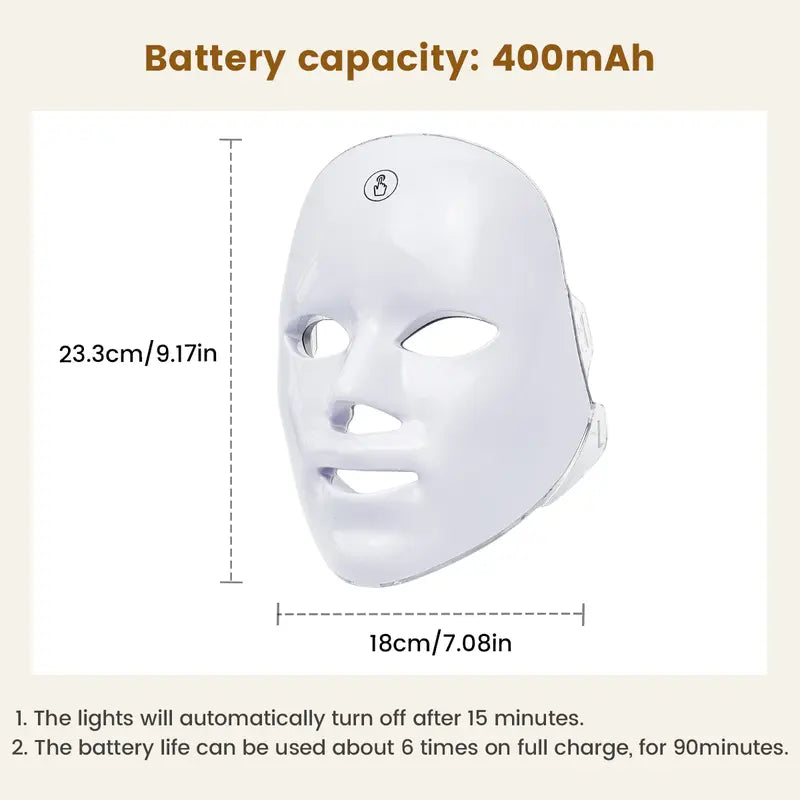 Red light therapy mask, 7-color LED photorejuvenation mask, daily care photorejuvenation, wireless charging, ideal gift for women, autumn and winter skin care facial care gift