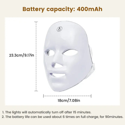 Red light therapy mask, 7-color LED photorejuvenation mask, daily care photorejuvenation, wireless charging, ideal gift for women, autumn and winter skin care facial care gift