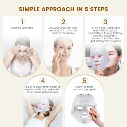 Red light therapy mask, 7-color LED photorejuvenation mask, daily care photorejuvenation, wireless charging, ideal gift for women, autumn and winter skin care facial care gift