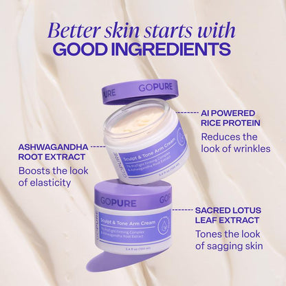 Sculpt & Tone Arm Cream with 7% ProTight Firming Complex & Ashwagandha Root Extract Daily Hydrating Moisturizer for Loose Skin Repair