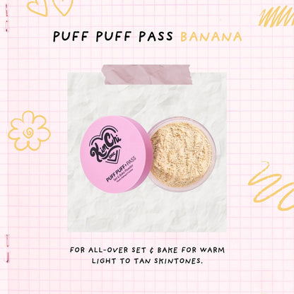 KimChi Chic Puff Puff Pass Set & Bake Powder with Rice Powder & Vitamin-E, Lightweight & Translucent Makeup, Cosmetic Setting Powder-XDX