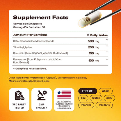 4-in-1 NMN Advanced Complex – NAD+ Booster with Resveratrol, Quercetin & TMG-XDX-FB