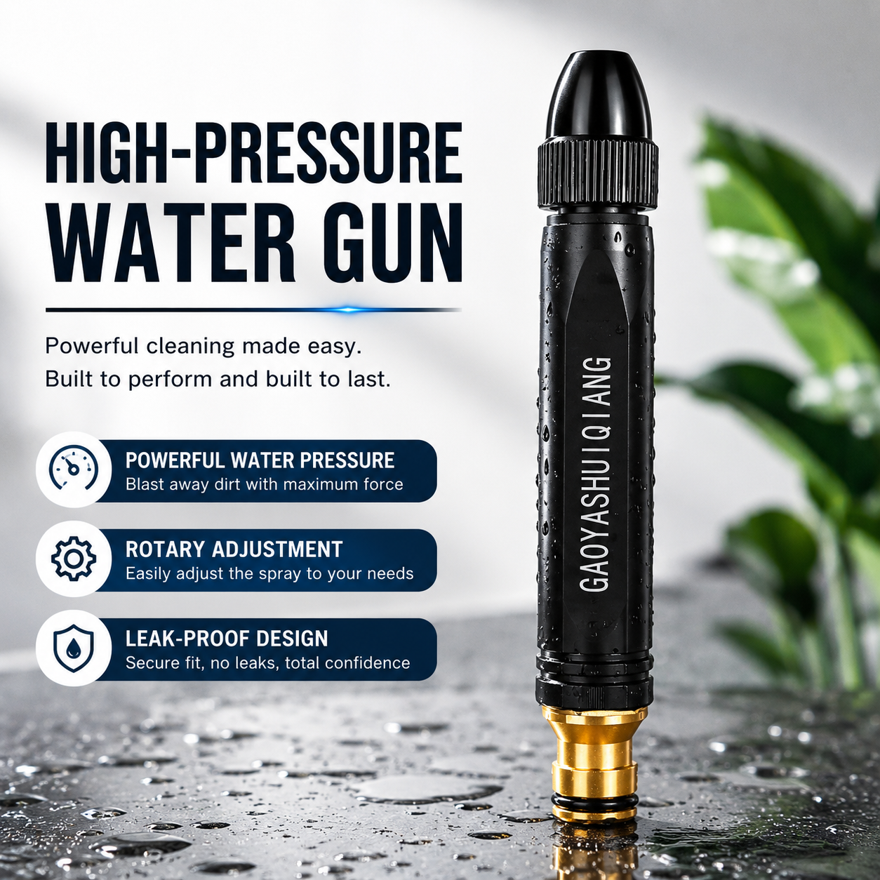 Heavy Duty Metal Garden Hose Nozzle – High Pressure Water Sprayer with 3 Spray Modes, Leakproof Hose Gun for Car Wash, Pet Bathing, Patio & Garden Watering | Summer Essentials