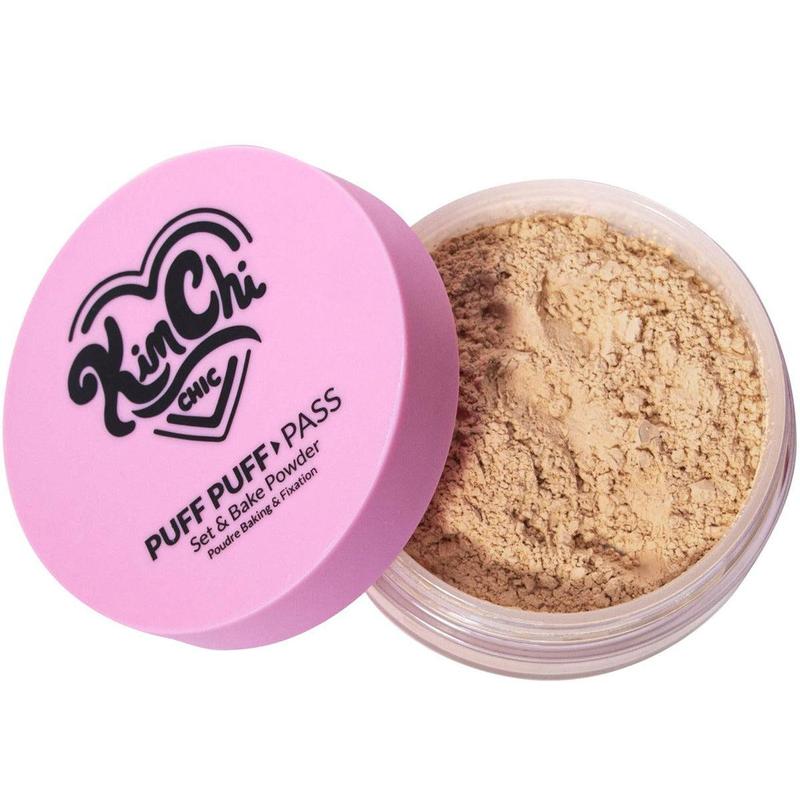 KimChi Chic Puff Puff Pass Set & Bake Powder with Rice Powder & Vitamin-E, Lightweight & Translucent Makeup, Cosmetic Setting Powder-XDX