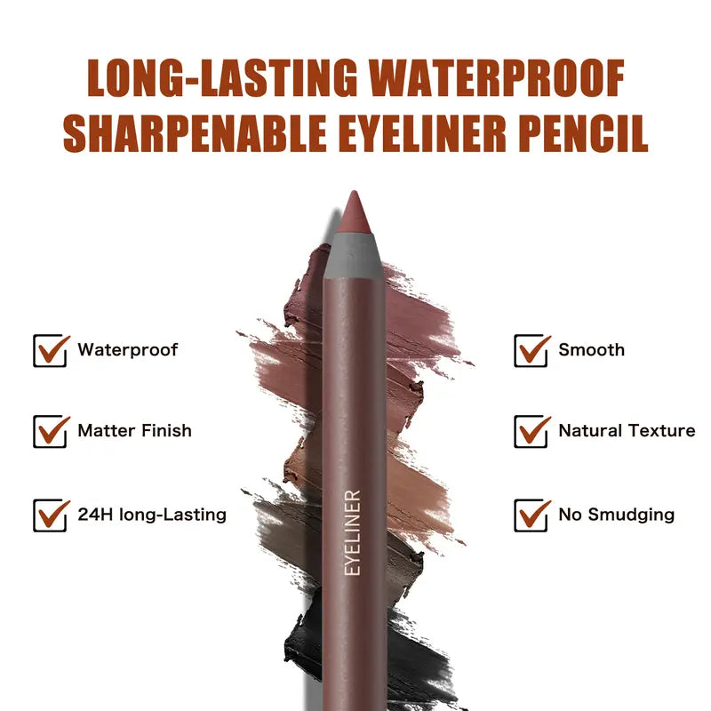 24HR Waterproof Eyeliner Pencil, Smudge-Proof Long-Lasting Eye Liner, Smooth Creamy Formula, Easy Apply Eye Makeup for Daily Wear & Party Looks.