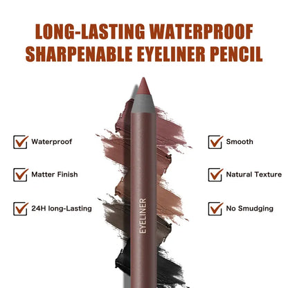 24HR Waterproof Eyeliner Pencil, Smudge-Proof Long-Lasting Eye Liner, Smooth Creamy Formula, Easy Apply Eye Makeup for Daily Wear & Party Looks.