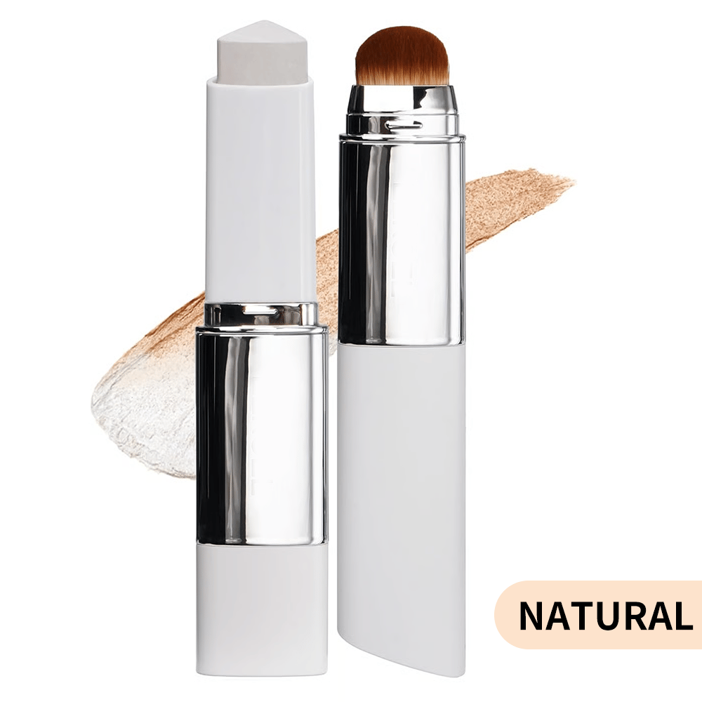 [OFFICIAL ELROEL PRODUCT] 🎉Last Day - BUY 1 GET 1 FREE🎉ELROEL BLANC Cover Cream Stick V w/ Detachable Brush - Korean Skin Care Color-Changing Foundation Stick with Collagen Capsules (0.45 oz)