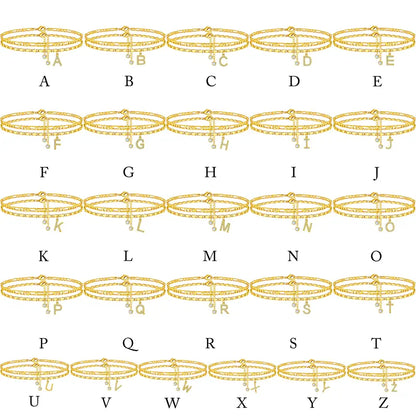 Letter Layered Ankle Bracelets for Women Dainty Chain Initial Pendant Anklets Set Hypoallergenic A-Z Gifts for Girls Trendy Adjustable Size Waterproof Costume Accessories