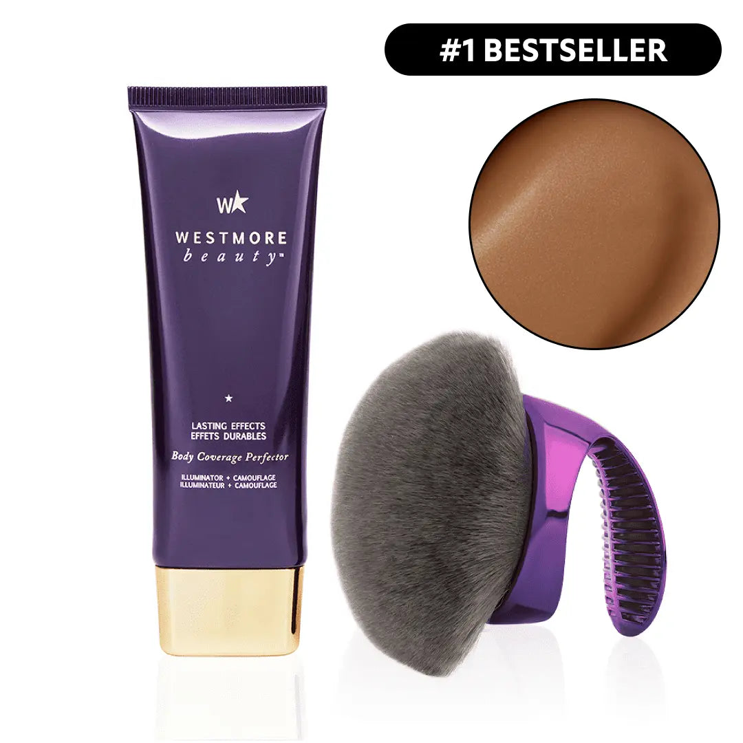 Body Coverage Perfector 3.5oz + X-Large Buffer Brush - Flawless Body Makeup, Concealer for Scars, Spots, Veins, Tattoos and More Blend Cosmetic