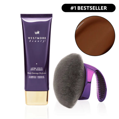 Body Coverage Perfector 3.5oz + X-Large Buffer Brush - Flawless Body Makeup, Concealer for Scars, Spots, Veins, Tattoos and More Blend Cosmetic