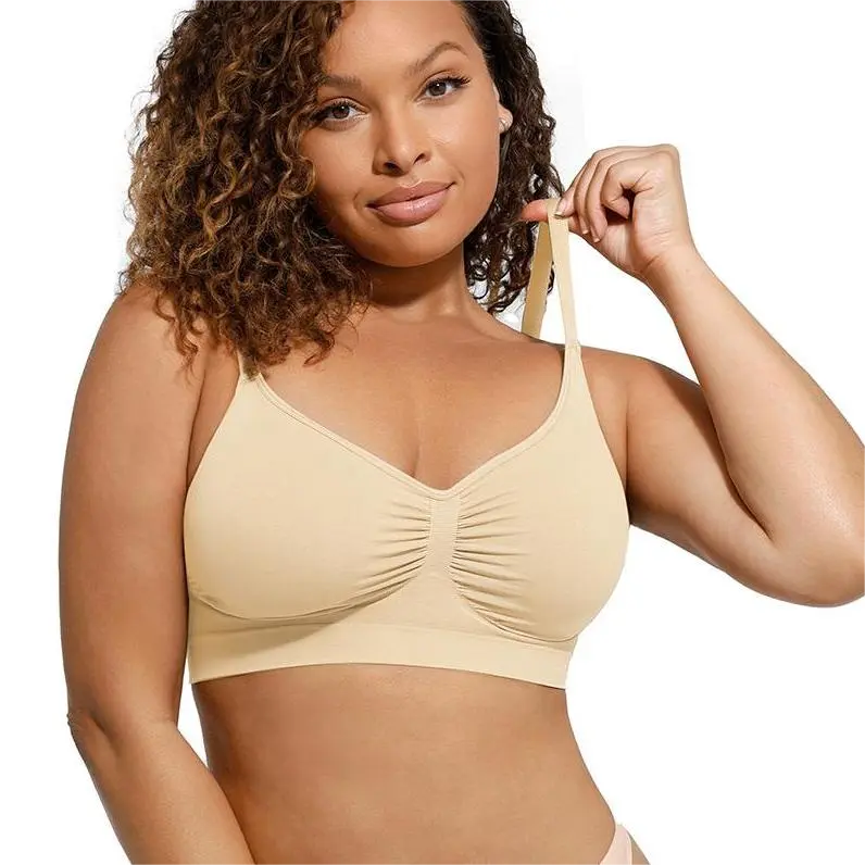 Women's Wireless Bra Comfort Bralettes No Underwire Unlined Cami Bra Seamless Tshirt Bras Sports Bra Bralette Basic Comfortable Fit Womenswear Everyday Up to 44DD Super Brand Day #Summervibes
