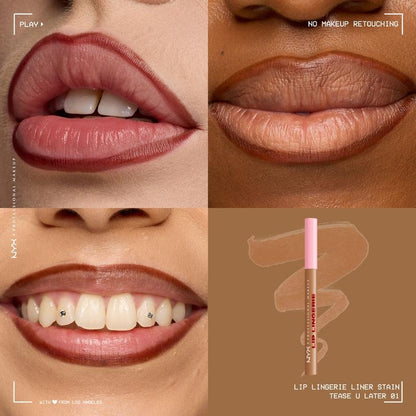 Lip Lingerie Sculpting Lip Liner Stain - Lightweight, Transfer-Proof, Waterproof, NYX Professional Makeup