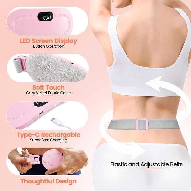 Menstrual Heating Pad Smart Uterus Warmer Belt, Cordless Heating Pad, Electric Waist Belt, Waist-Vibrating Abdominal Massager #TOP PICKS