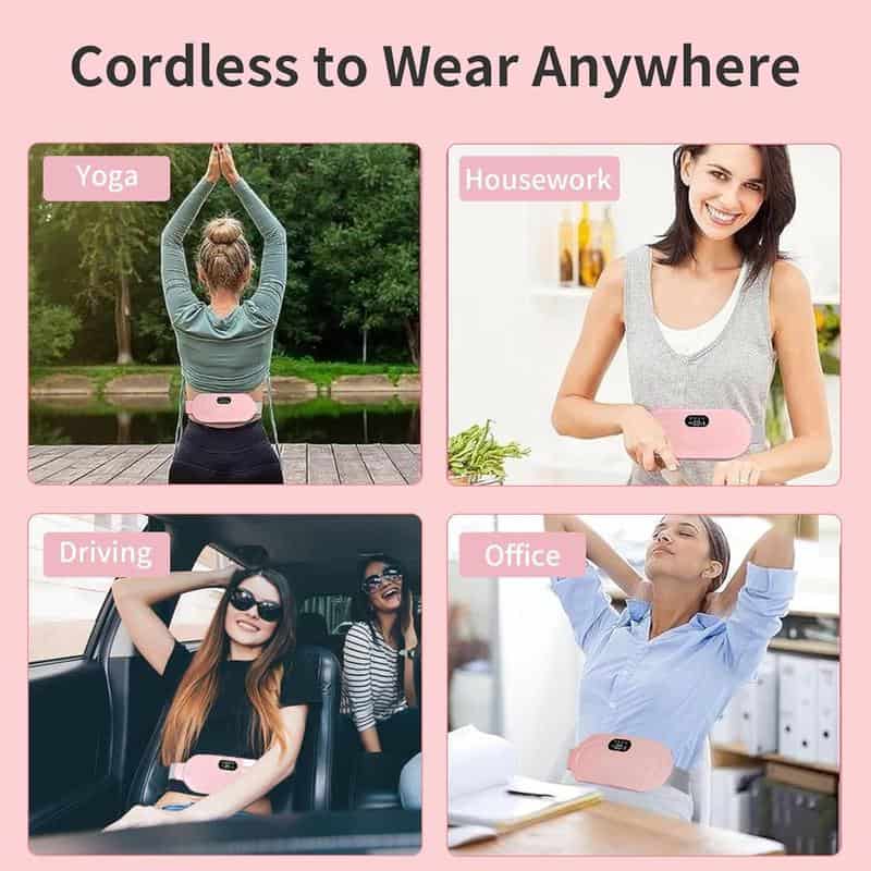 Menstrual Heating Pad Smart Uterus Warmer Belt, Cordless Heating Pad, Electric Waist Belt, Waist-Vibrating Abdominal Massager #TOP PICKS