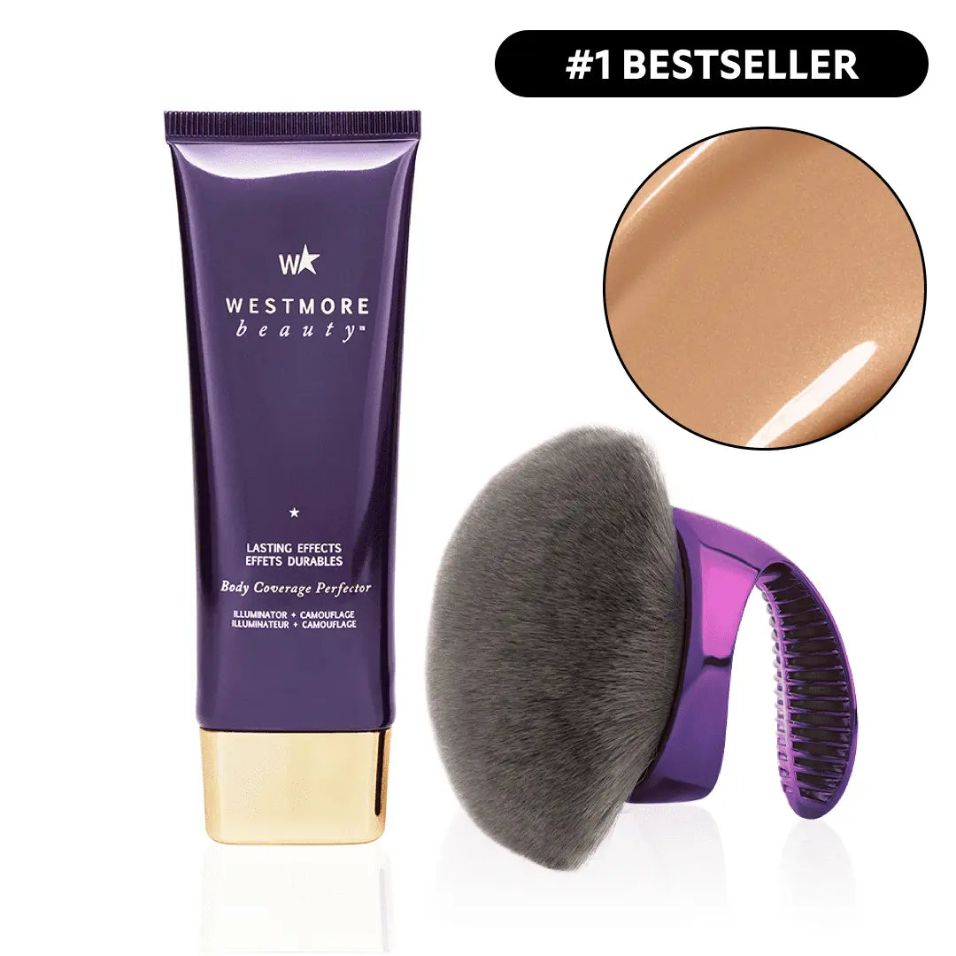 Body Coverage Perfector 3.5oz + X-Large Buffer Brush - Flawless Body Makeup, Concealer for Scars, Spots, Veins, Tattoos and More Blend Cosmetic