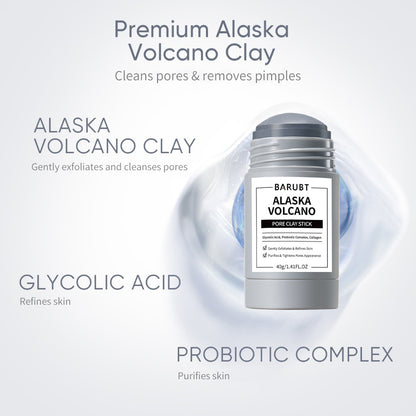 Alaska Volcano Pore Clay Stick Cleansing Blackhead Remover Face Mask Stick with Natural Clay Gentle Exfoliating Smoothing Skin Non-Drying Skincare