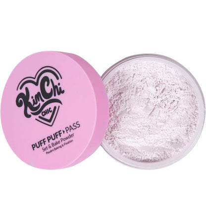 KimChi Chic Puff Puff Pass Set & Bake Powder with Rice Powder & Vitamin-E, Lightweight & Translucent Makeup, Cosmetic Setting Powder-XDX