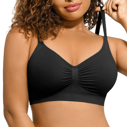 Women's Wireless Bra Comfort Bralettes No Underwire Unlined Cami Bra Seamless Tshirt Bras Sports Bra Bralette Basic Comfortable Fit Womenswear Everyday Up to 44DD Super Brand Day #Summervibes