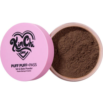 KimChi Chic Puff Puff Pass Set & Bake Powder with Rice Powder & Vitamin-E, Lightweight & Translucent Makeup, Cosmetic Setting Powder-XDX