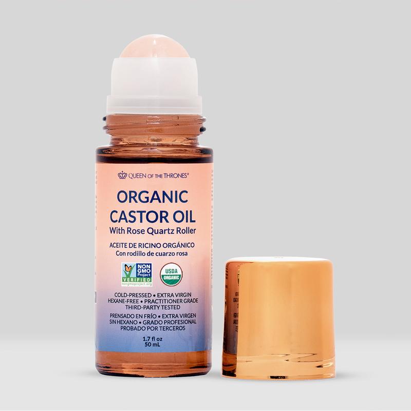Castor Oil Roll On for Face: Castor Oil with Rose Quartz Roller for Massage - Deep Hydration Skin Moisturizer - Birthday Valentine Gifts for Women