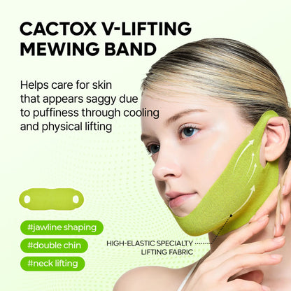 CACTOX V-LIFTING MEWING BAND with Cactus Cooling Reduce Puffiness & Pore Tightening for Visible Pore Care Skin Repair