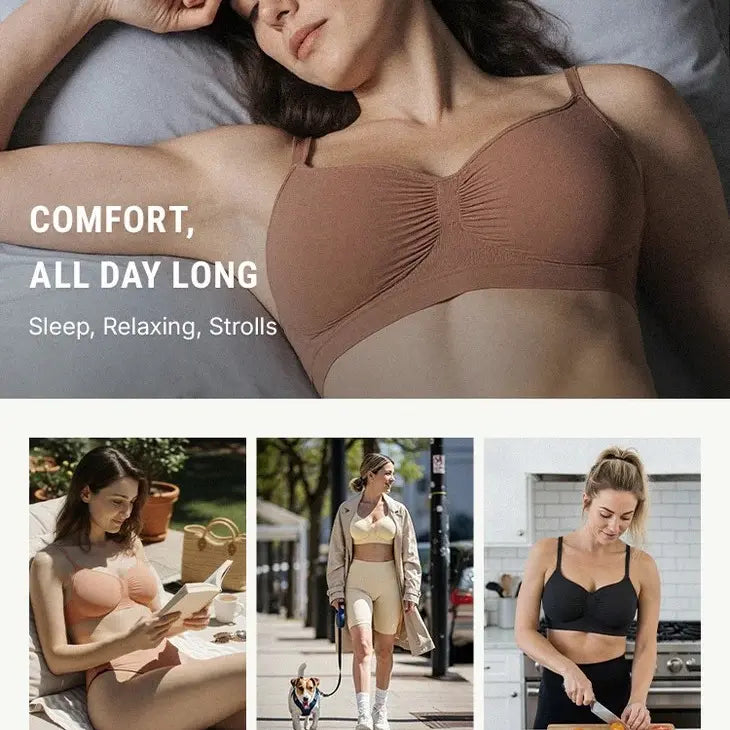 Women's Wireless Bra Comfort Bralettes No Underwire Unlined Cami Bra Seamless Tshirt Bras Sports Bra Bralette Basic Comfortable Fit Womenswear Everyday Up to 44DD Super Brand Day #Summervibes