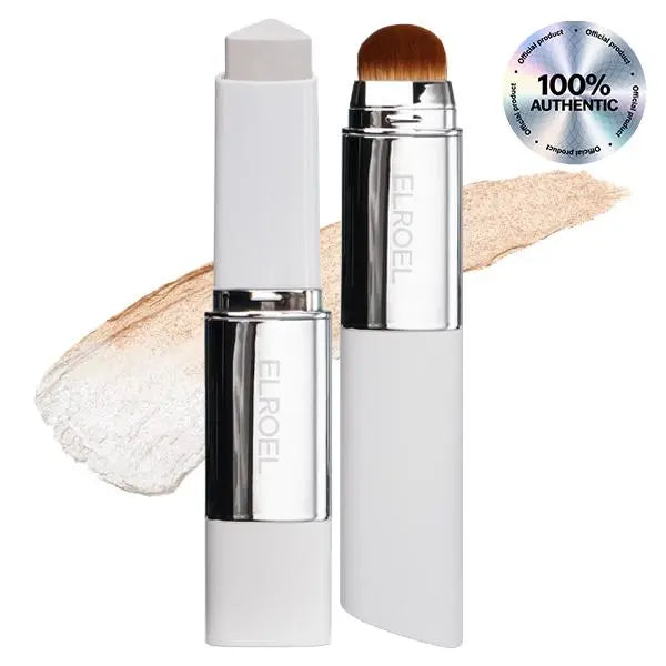 [OFFICIAL ELROEL PRODUCT] 🎉Last Day - BUY 1 GET 1 FREE🎉ELROEL BLANC Cover Cream Stick V w/ Detachable Brush - Korean Skin Care Color-Changing Foundation Stick with Collagen Capsules (0.45 oz)