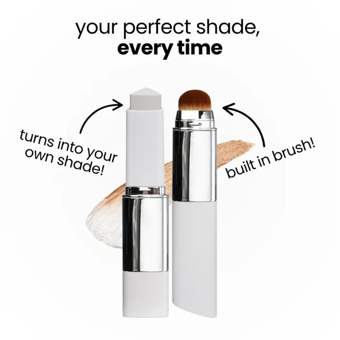 [OFFICIAL ELROEL PRODUCT] 🎉Last Day - BUY 1 GET 1 FREE🎉ELROEL BLANC Cover Cream Stick V w/ Detachable Brush - Korean Skin Care Color-Changing Foundation Stick with Collagen Capsules (0.45 oz)