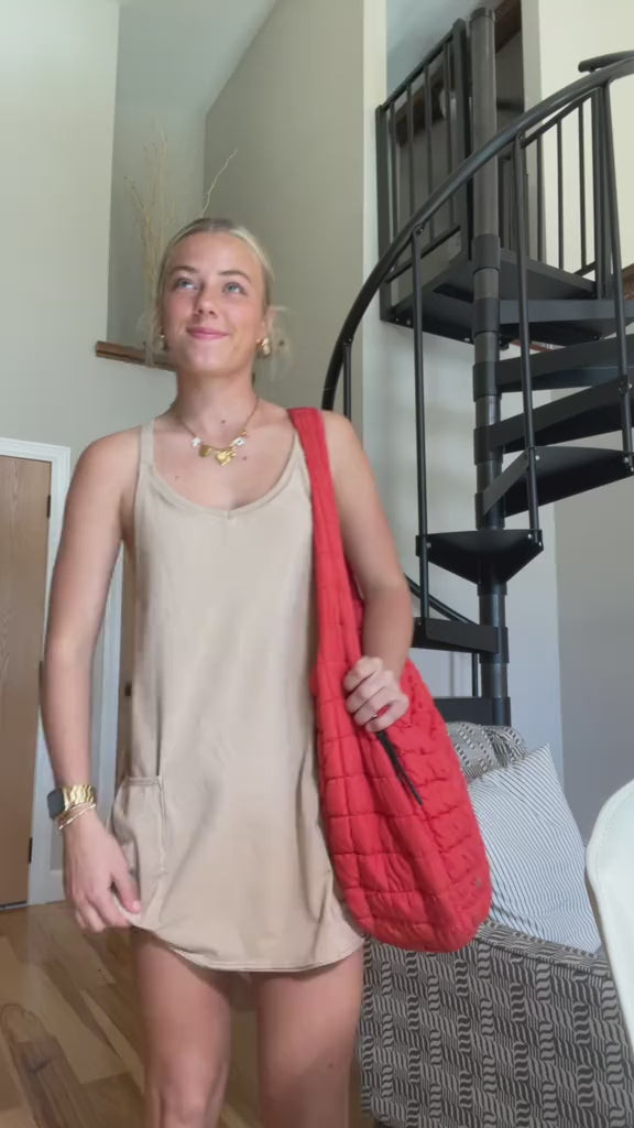 Women's Summer Sleeveless Mini Dress with Built-in Shorts V Neck Spaghetti Straps Athletic Shorts Tennis Dress with Pockets video 1